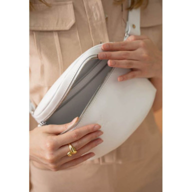 Leather belt bag white