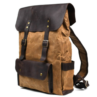 Laptop backpack made of canvas and crazy horse RCW-9001-4lx TARWA 
