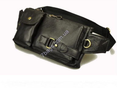Leather bag for men or women for belt and waist made of genuine leather