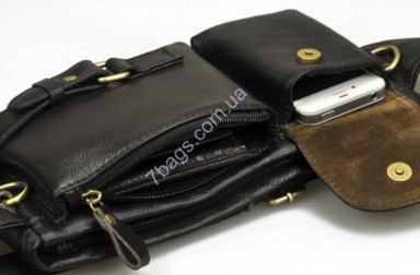Leather bag for men or women for belt and waist made of genuine leather
