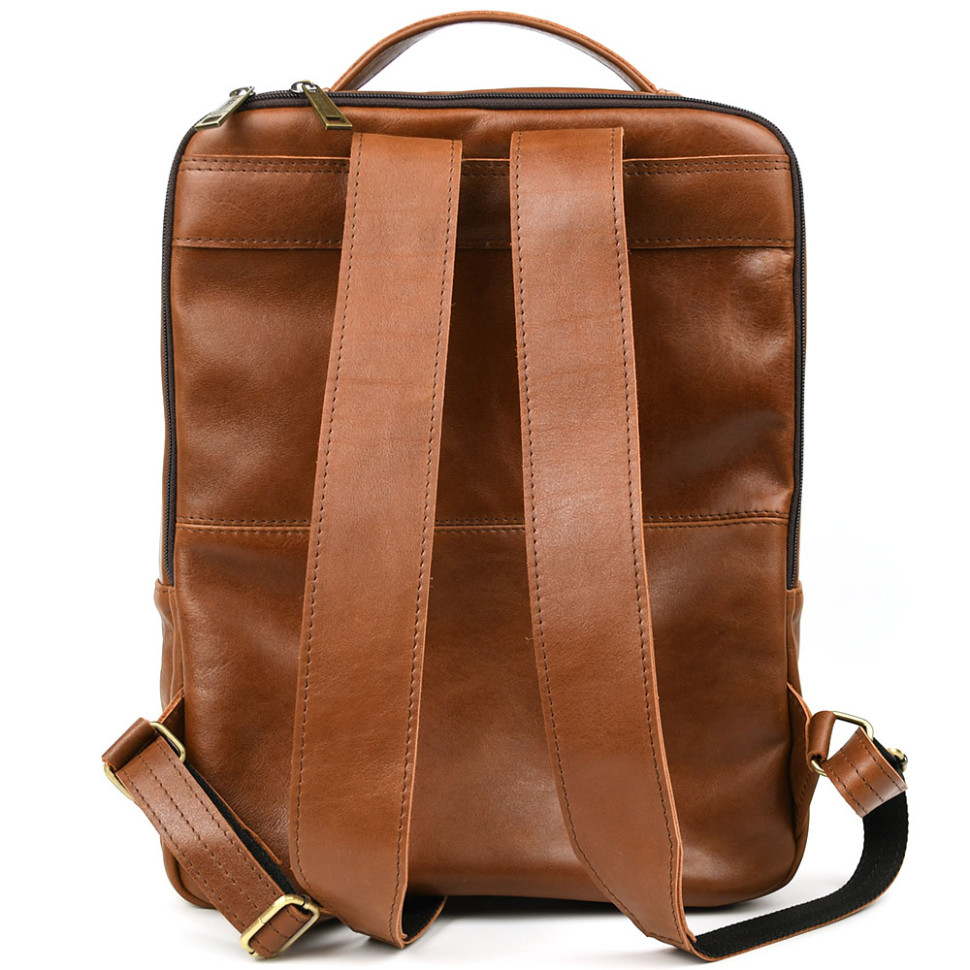 Mens leather backpack in cognac GB-7281-3md, cognac Sicily