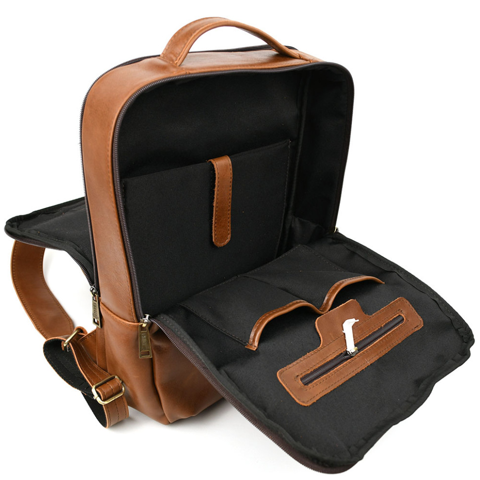 Mens leather backpack in cognac GB-7281-3md, cognac Sicily