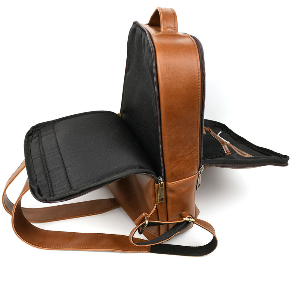 Mens leather backpack in cognac GB-7281-3md, cognac Sicily