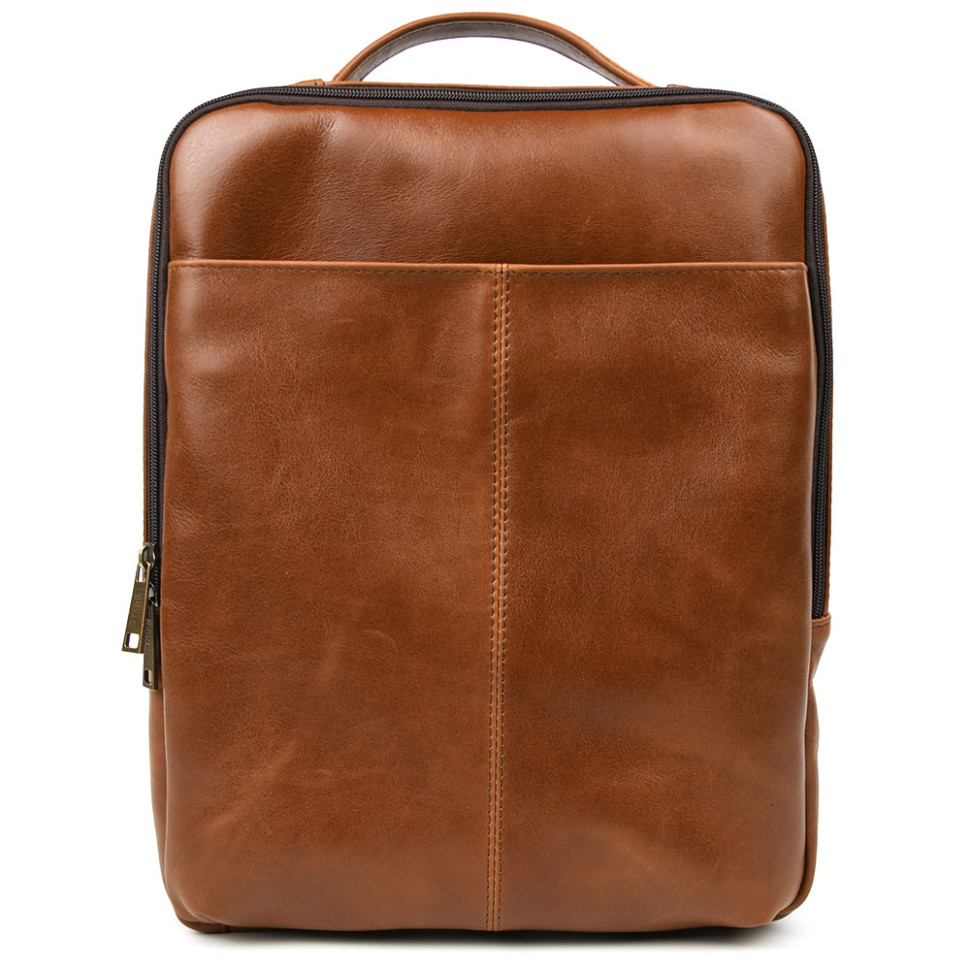 Mens leather backpack in cognac GB-7281-3md, cognac Sicily
