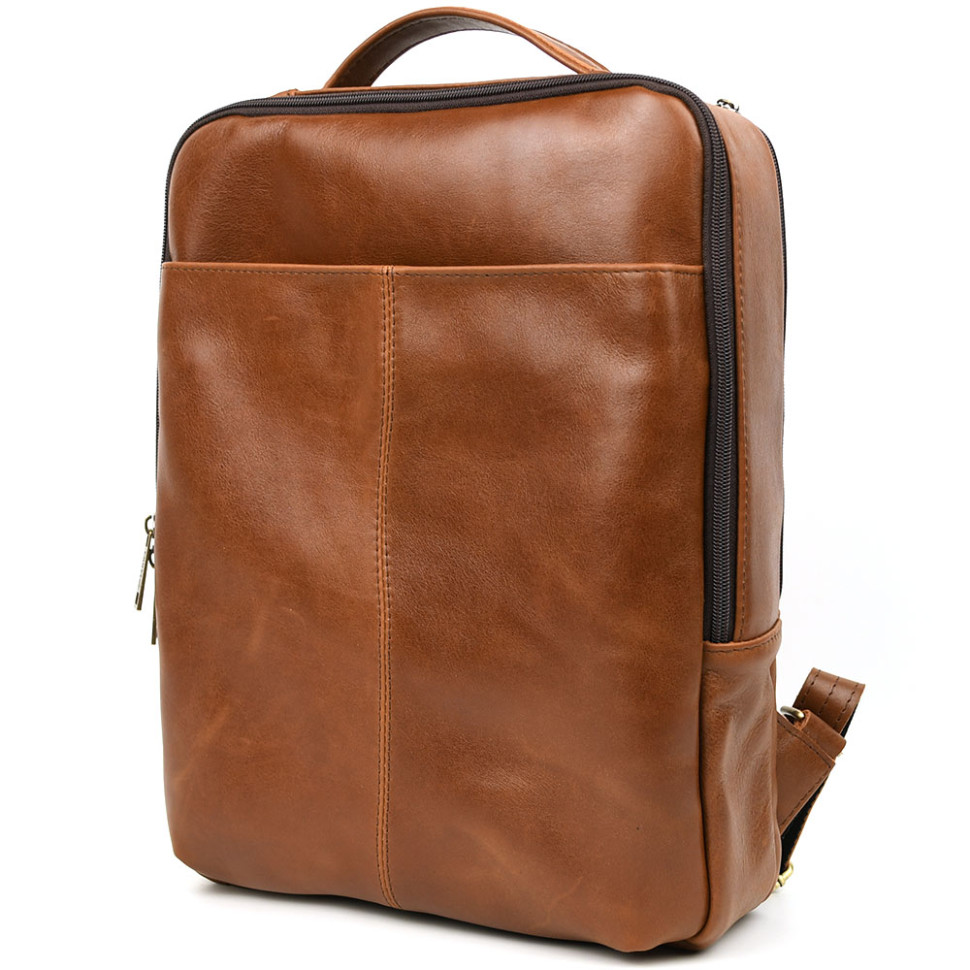 Mens leather backpack in cognac GB-7281-3md, cognac Sicily