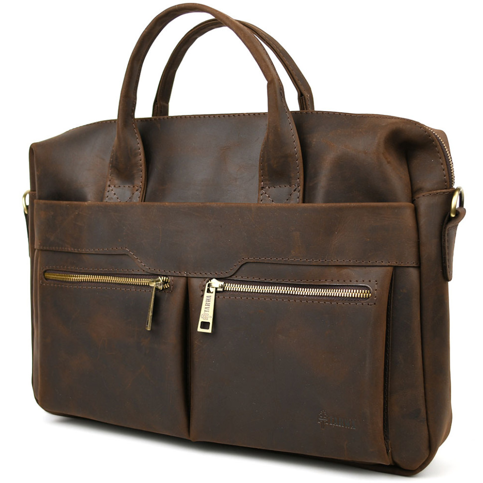 Mens brown leather laptop bag RC-7122-3md TARWA