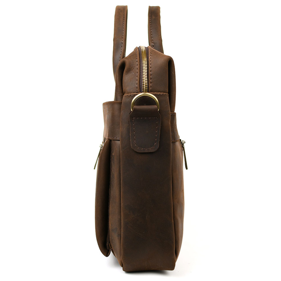 Mens brown leather laptop bag RC-7122-3md TARWA