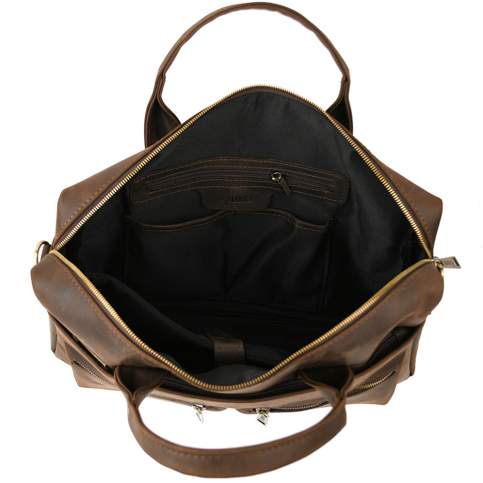 Mens brown leather laptop bag RC-7122-3md TARWA