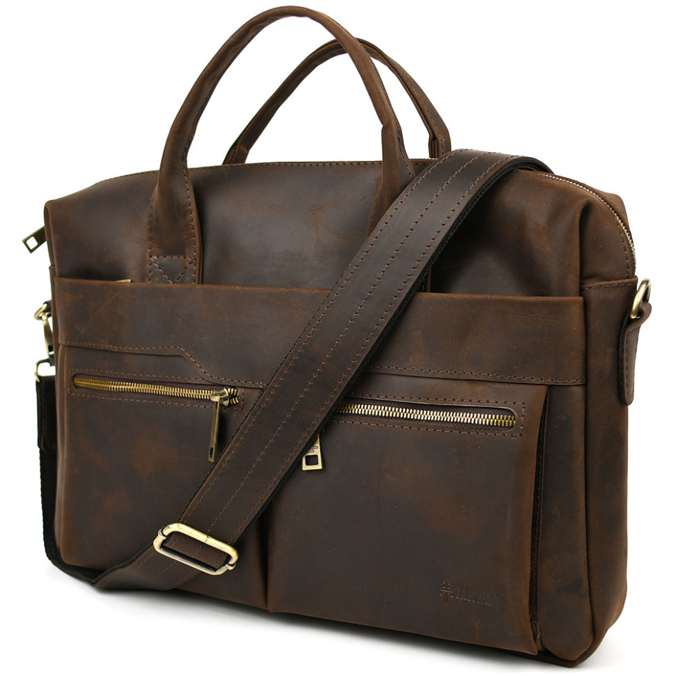 Mens brown leather laptop bag RC-7122-3md TARWA