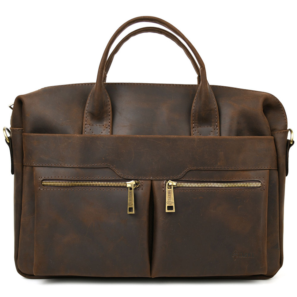 Mens brown leather laptop bag RC-7122-3md TARWA