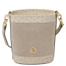 Ostrea Suede and ostrich-effect printed leather bucket bag