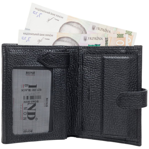 Шкіряне портмоне BOND 527-281 чорний флотар
