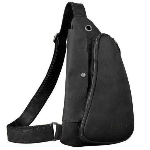 Шкіряний рюкзак слінг TIDING tid3026A чорний