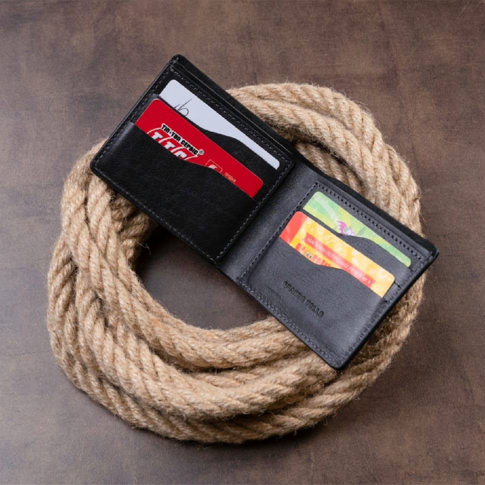 Горизонтальне портмоне в гладкій шкірі без застібки GRANDE PELLE 11311 Чорне