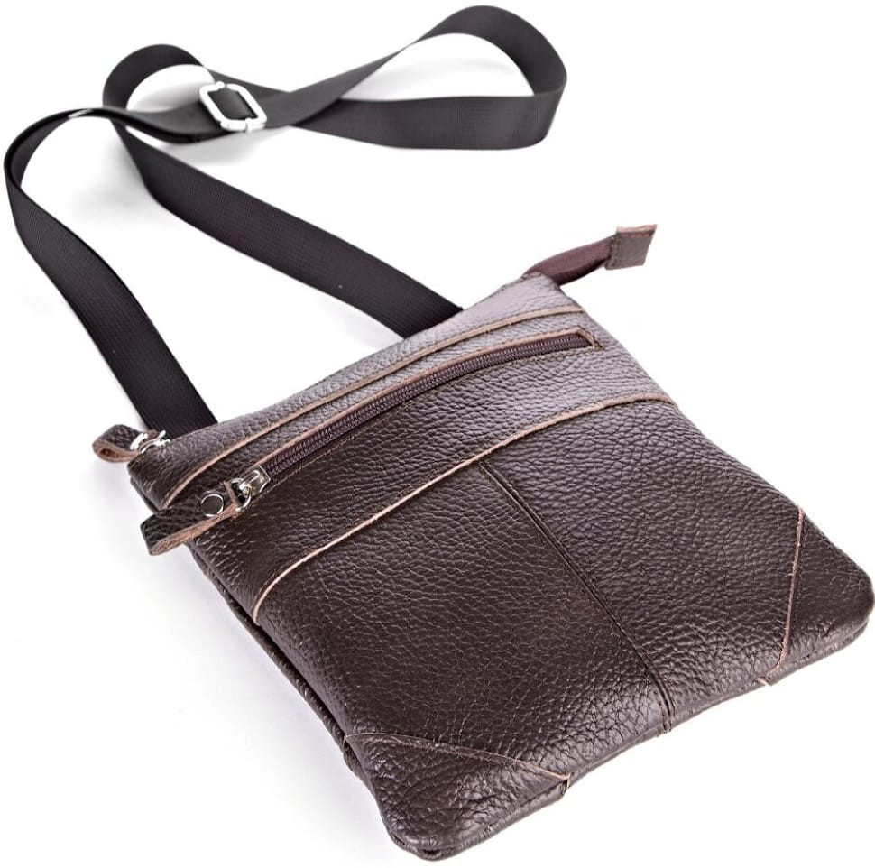 Shoulder bag SHVIGEL 11014 made of genuine leather Brown