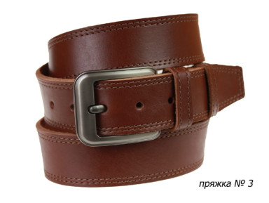 Ремень кожаный джинсовый двойная строчка SULLIVAN  112-111(9) 115-150 см светло-коричневый