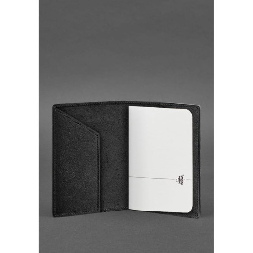 Шкіряна обкладинка для паспорта з карткою України чорний краст