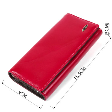 Кошелек женский из экокожи гладкий KIVI 19078 Малиновый