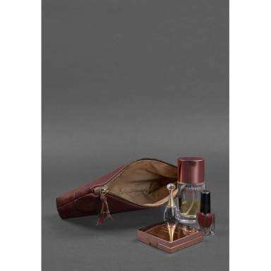 Women's leather cosmetic bag burgundy