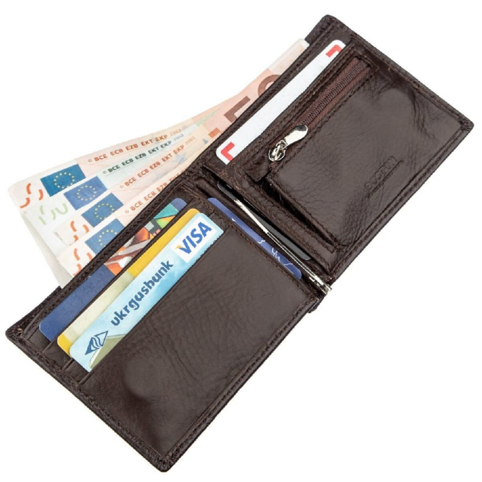 Відмінний чоловічий затискач із зернистої шкіри KARYA 21057 Синій