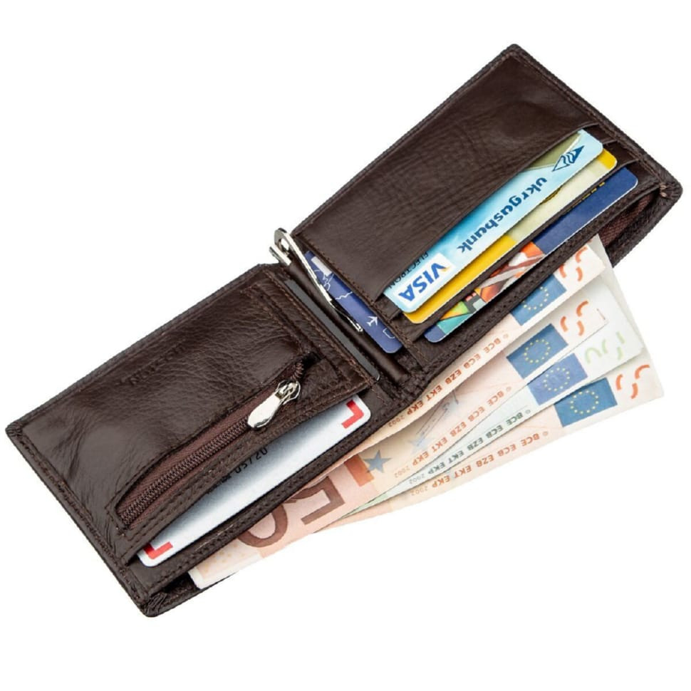 Відмінний чоловічий затискач із зернистої шкіри KARYA 21057 Синій