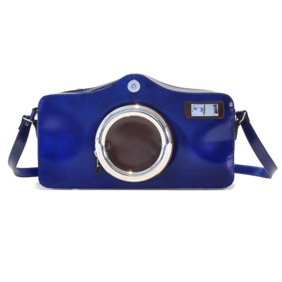 Pratesi RBE444 - Photocamera Radica Shoulder Bag in cow leather Radica Electric Blue