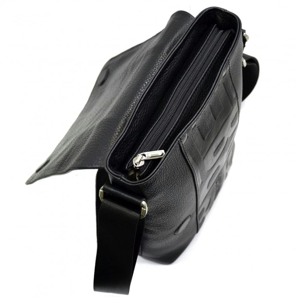 Барсетка м'яка шкіряна DESISAN 1612-01 чорний дрібний флотар