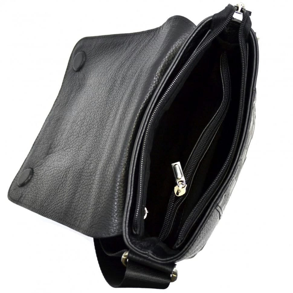 Барсетка м'яка шкіряна DESISAN 1612-01 чорний дрібний флотар