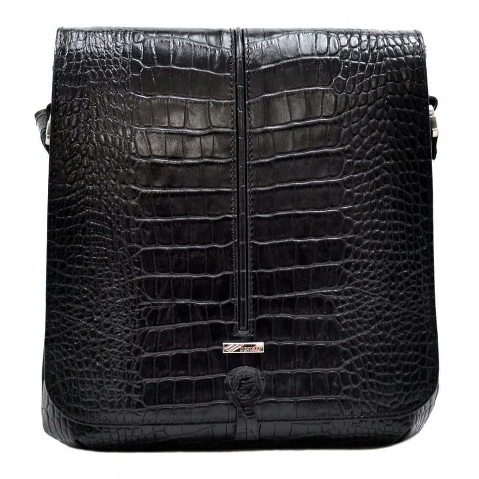 Барсетка м'яка шкіряна DESISAN 342-11 чорний кроко