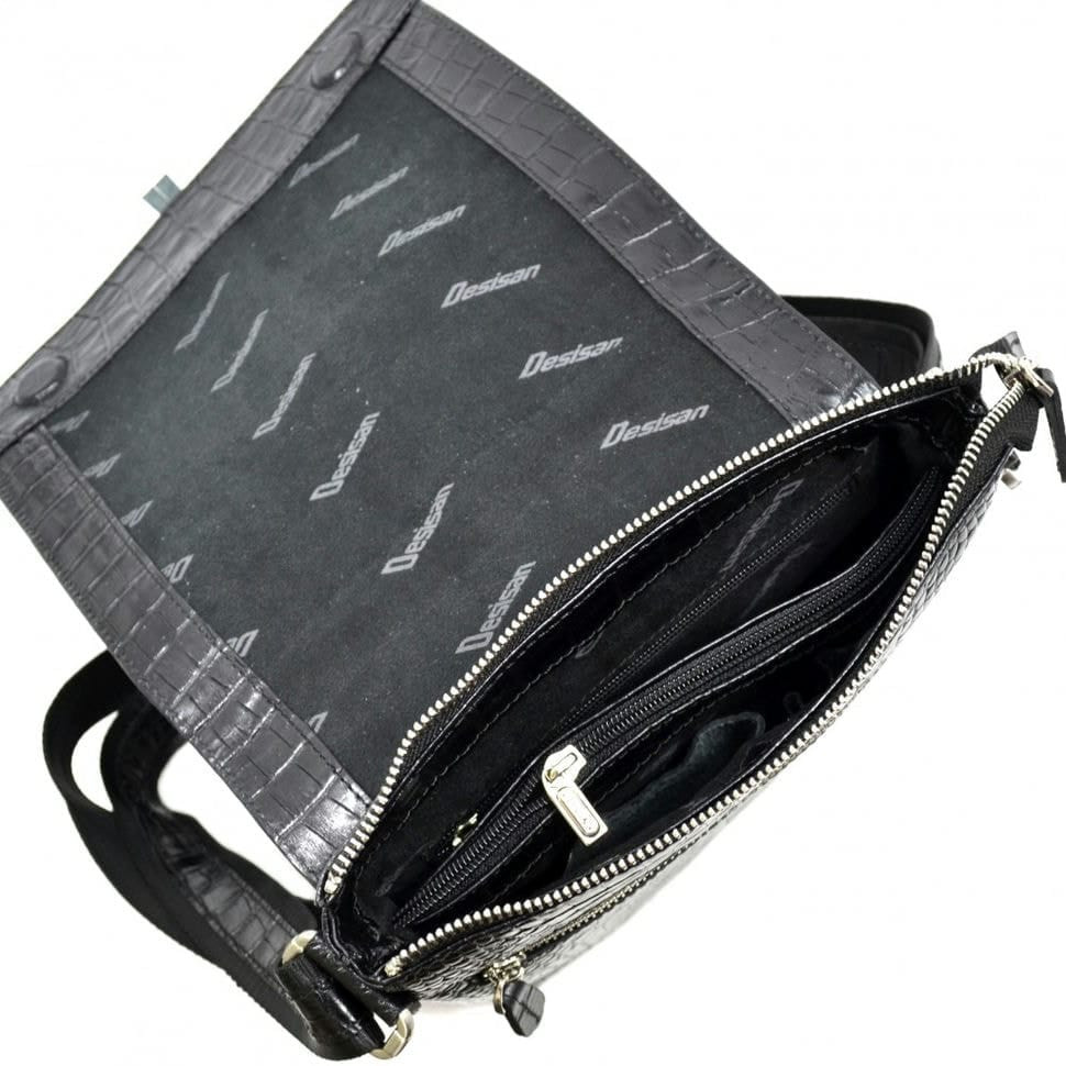 Барсетка м'яка шкіряна DESISAN 342-11 чорний кроко