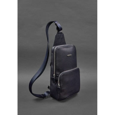 Leather men's backpack (sling bag) on one shoulder Blackwood blue