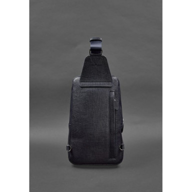 Leather men's backpack (sling bag) on one shoulder Blackwood blue