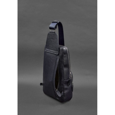 Leather men's backpack (sling bag) on one shoulder Blackwood blue