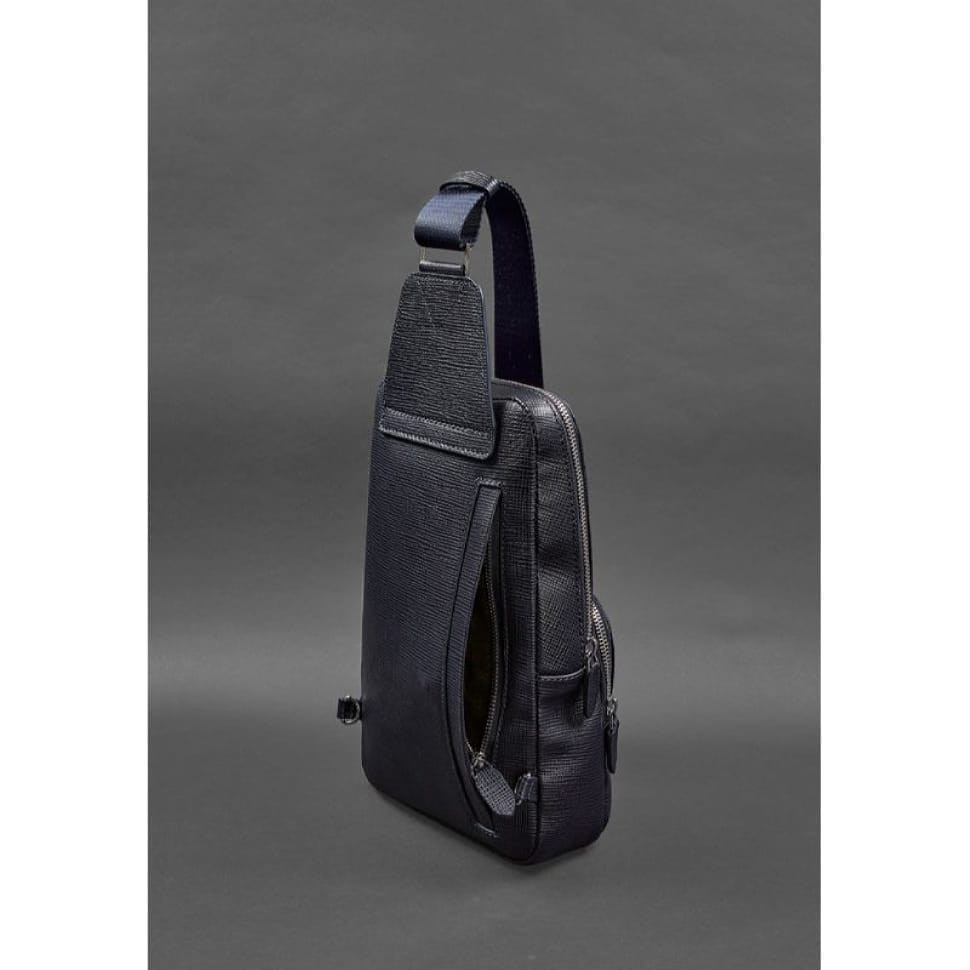 Leather men's backpack (sling bag) on one shoulder Blackwood blue