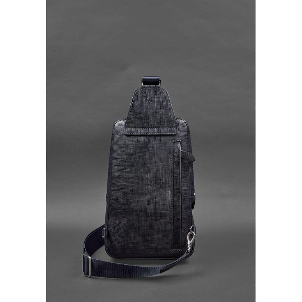Leather men's backpack (sling bag) on one shoulder Blackwood blue