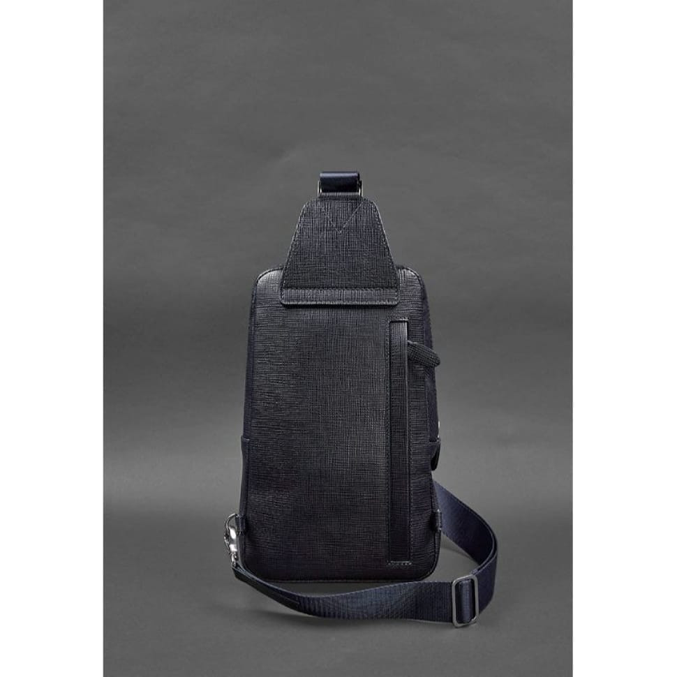Leather men's backpack (sling bag) on one shoulder Blackwood blue