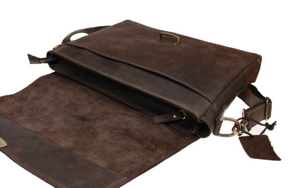 Bag man's for documents large leather A4 with a latch with a handle SULLIVAN 74218 (50) brown