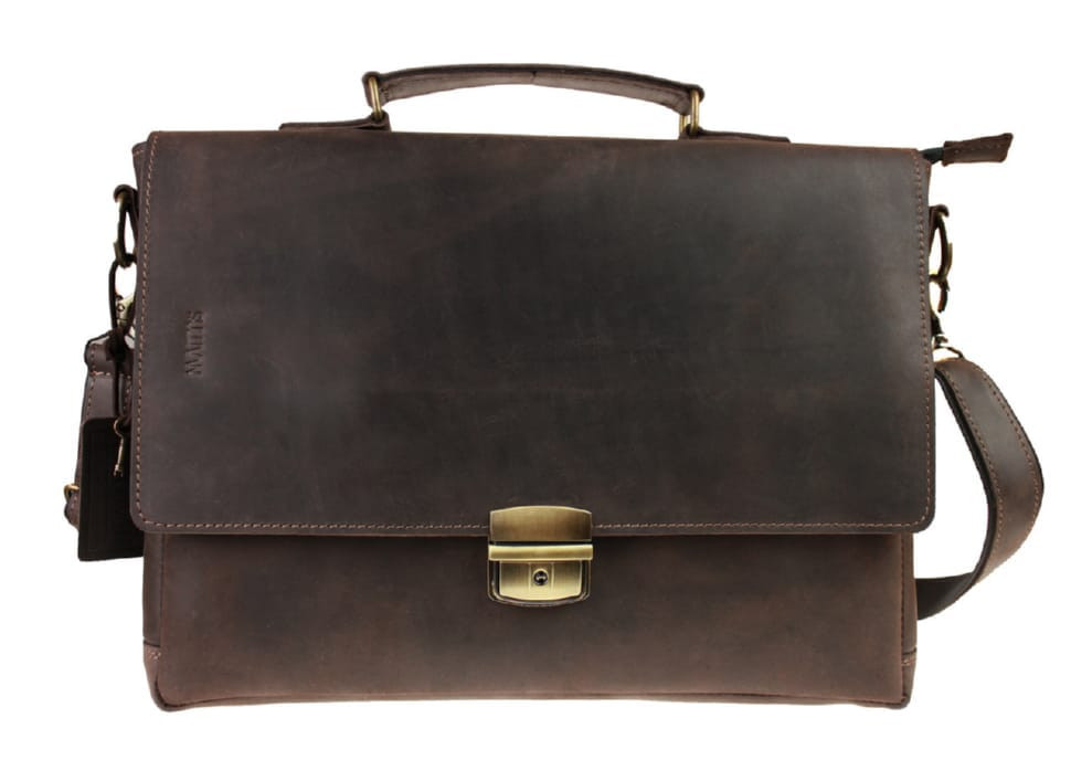 Bag man's for documents large leather A4 with a latch with a handle SULLIVAN 74218 (50) brown