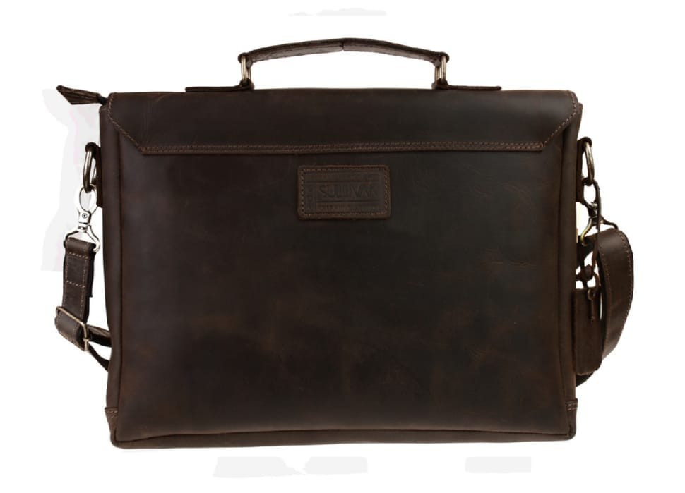Bag man's for documents large leather A4 with a latch with a handle SULLIVAN 74218 (50) brown