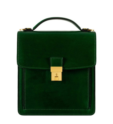 Small Leather Briefcase - Walden - Green color - Time Resistance 5242601