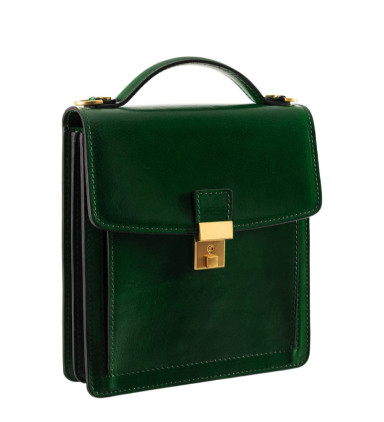Small Leather Briefcase - Walden - Green color - Time Resistance 5242601
