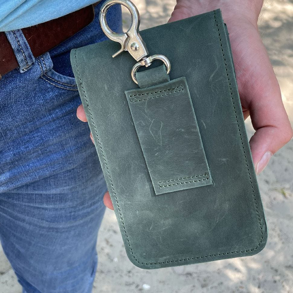 Шкіряна сумка-чохол на пояс хаккі TARWA RE-2090-3md