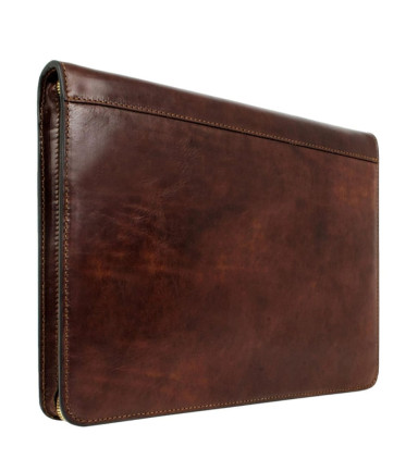 Womens Leather A4 Documents Folder Organizer - Candide -  Brown - Black Lining color -  Time Resistance 5198201W