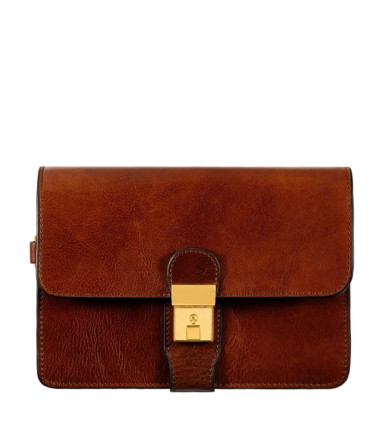 Leather Clutch Purse - The Maltese Falcon - Cognac Brown color - Time Resistance 5243401