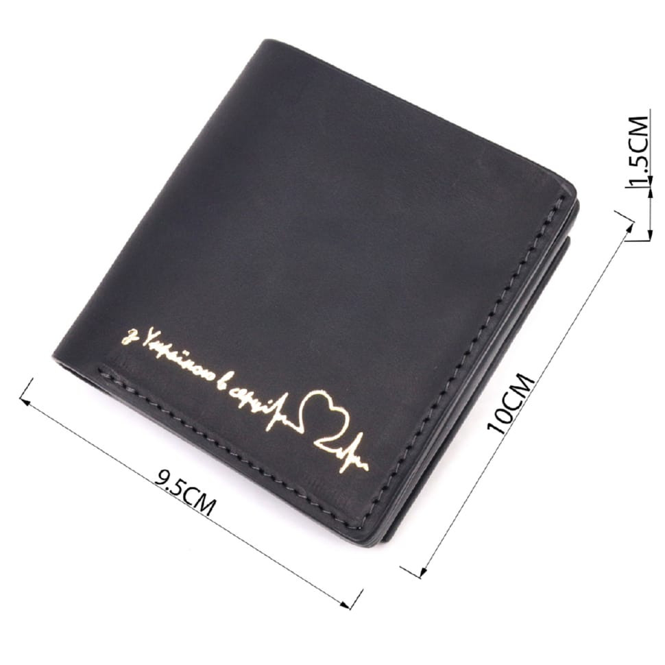 Чоловічий шкіряний гаманець із монетницею Серце GRANDE PELLE 16741 Чорний