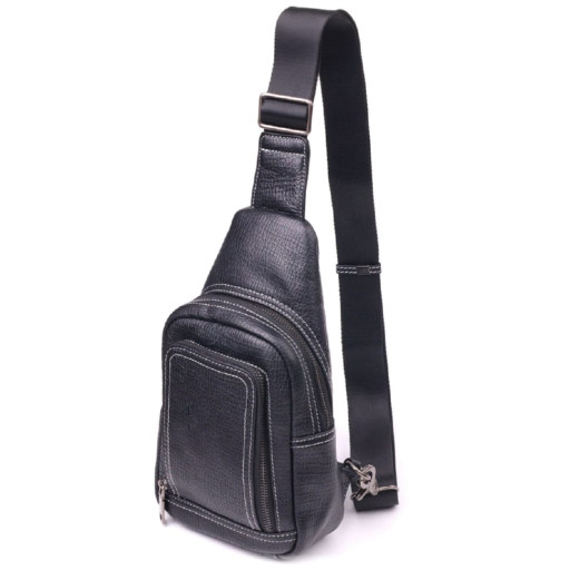 Чоловіча сумка через плече з натуральної шкіри 21284 Vintage Чорна
