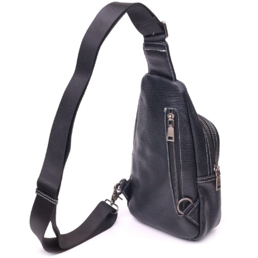 Чоловіча сумка через плече з натуральної шкіри 21284 Vintage Чорна
