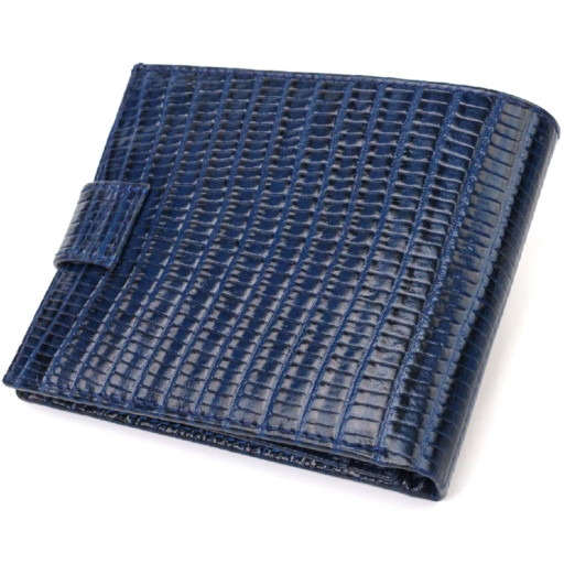 Зручний горизонтальний гаманець для чоловіків із натуральної шкіри із тисненням CANPELLINI 21887 Синій