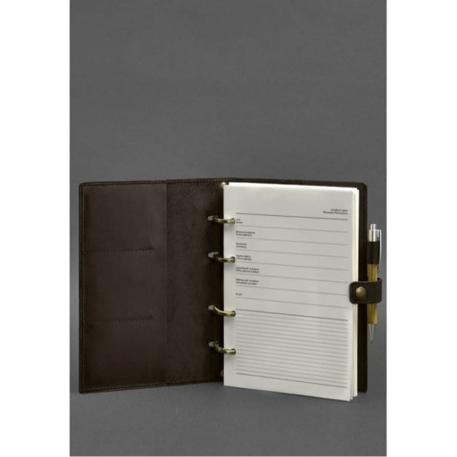 Шкіряний блокнот із датованим блоком (Софт-бук) 9.1 темно-коричневий Crazy Horse