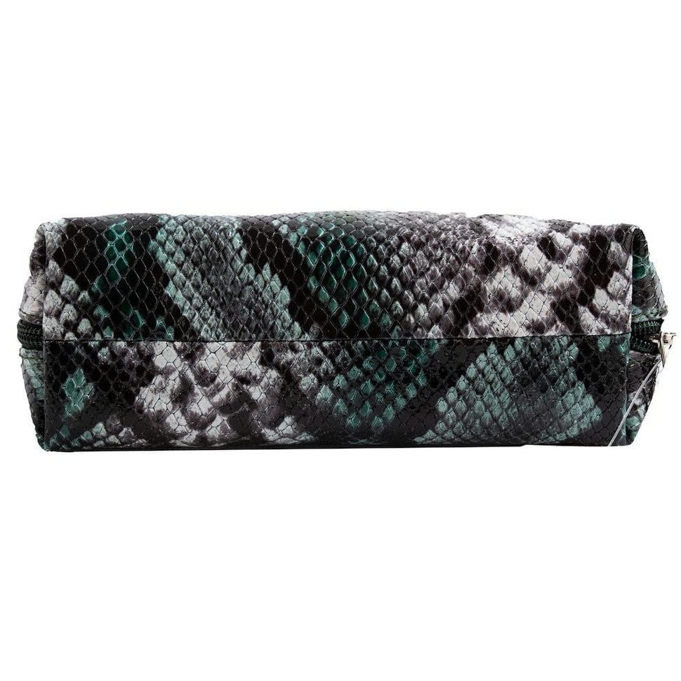 Косметичка шкіряна CANPEL 205-728 сіро-зелена змія